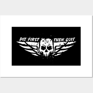 die first then quit army soldiers vintage flaying wings skull Posters and Art